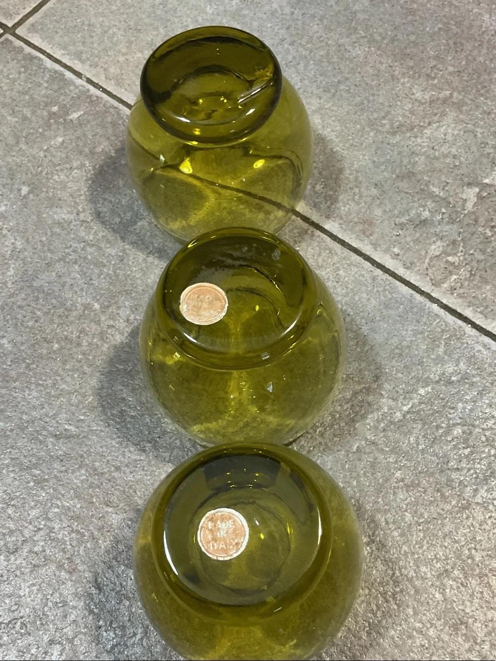 Olive Green Glass Decanter Set - 7-Piece Made in Italy